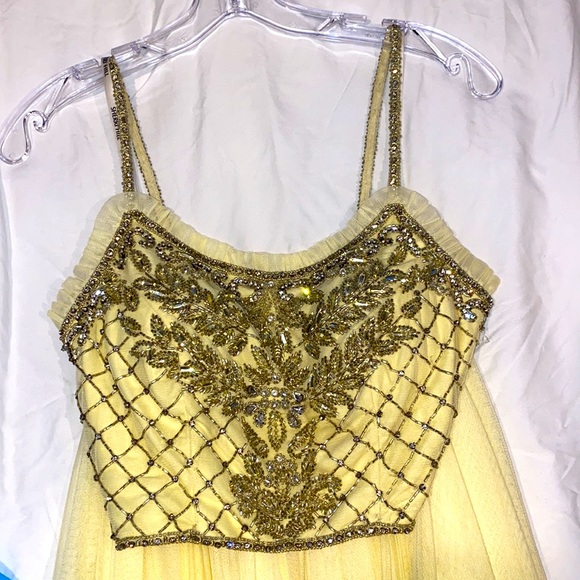 Sherri Hill yellow 2 pc prom gown size 0 - Picture 3 of 4